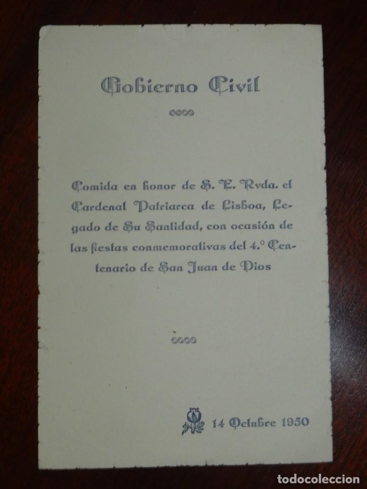 Military Antiques: MINUTA DEL GOBIERNO CIVIL DE LA PROVINCIA DE GRANADA, EN HONOR AL CARDENAL LEGRADO, PATRIARCA DE LIS