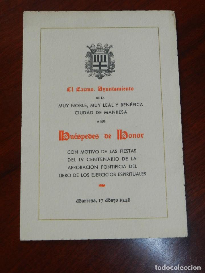 Militaria: MINUTA DE LA NOBLE Y MUY LEAL Y BENEFICA CIUDAD DE MANRESA, CON MOTIVO DE LAS FIESTAS DEL IV DENTENA