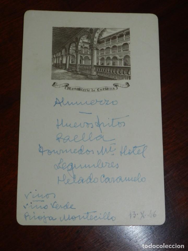 Militaria: MINUTA DEL MONASTERIO DE LUPIANA, 13 DE OCTUBRE DE 1946, MIDE 16 X 11 CMS.