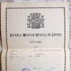 Militaria: 1927/30´S. CA. IMPORTANTE DOSSIER DE 9 DOCUMENTOS DE LA ”ESCUELA MILITAR OFICIAL DE LÉRIDA”. Lote 322023328