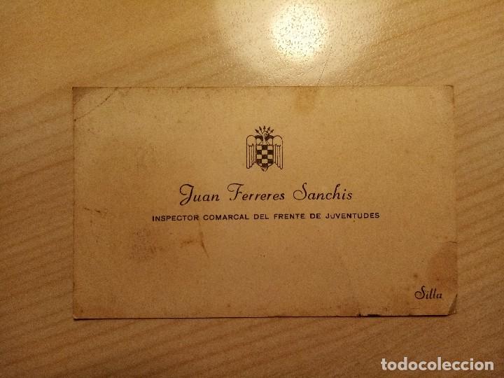 Militaria: Tarjeta Inspector Comarcal del Frente de Juventudes a&ntilde;os 40