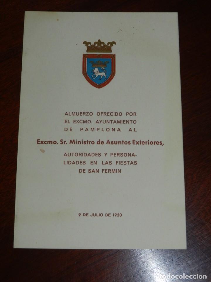 Militaria: MINUTA EN HONOR A D. ALBERTO MARTIN ARTAJO, MINISTRO DE ASUNTOS EXTERIORES, OFRECIDO POR EL EXCMO. A