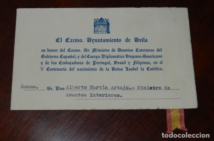 Militaria: MINUTA EN HONOR A D. ALBERTO MARTIN ARTAJO, MINISTRO DE ASUNTOS EXTERIORE Y EMBAJADORES DE PORTUGAL,