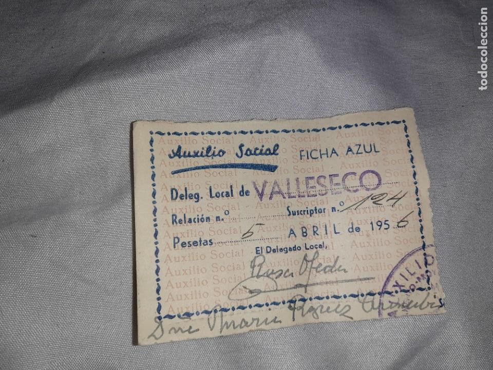 Militaria: Antiguo boleto billete de auxilio social de valleseco Canarias a&ntilde;o 1957