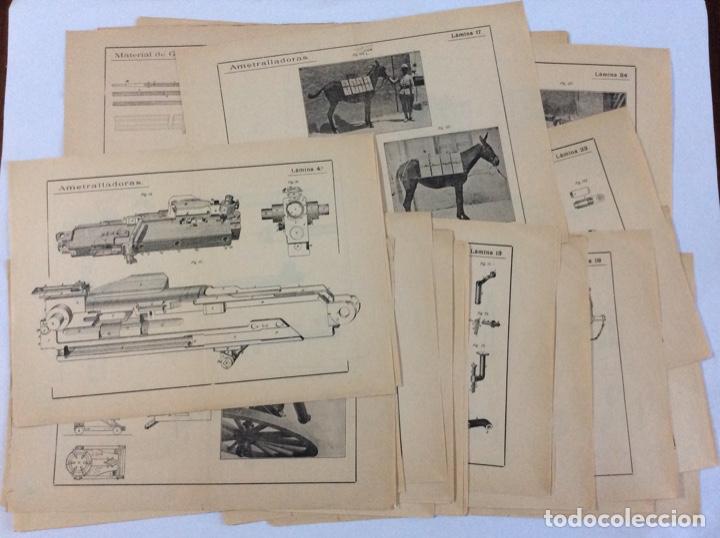 Military Antiques: 39 ANTIGUAS L&Aacute;MINAS DE ESQUEMAS Y PLANOS DE FUNCIONAMIENTO. MATERIAL DE GUERRA Y AMETRALLADORAS.