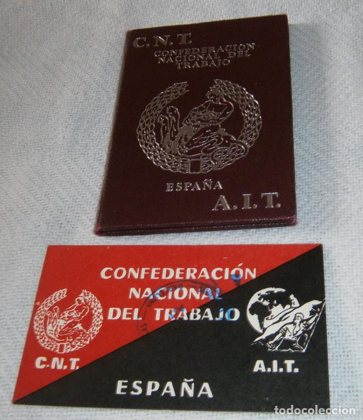 Militaria: cartilla de la CNT+ tarjeta de la confederacion nacional del trabajo A.I.T farmacia a&ntilde;o 1977