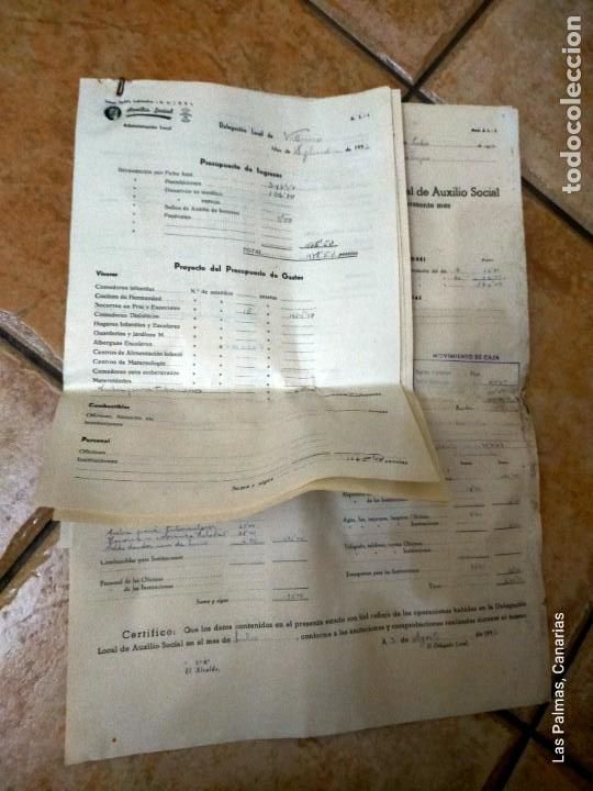 Military Antiques: Antiguos documentos Falange Espa&ntilde;ola JONS - Auxilio Social - Ficha Azul - Presupuestos