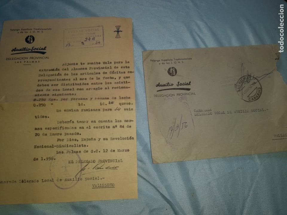 Military Antiques: Antiguo sobre y carta dumenyo falange espa&ntilde;ola J.O.N.S. A&Ntilde;O 1956 LAS PALMAS
