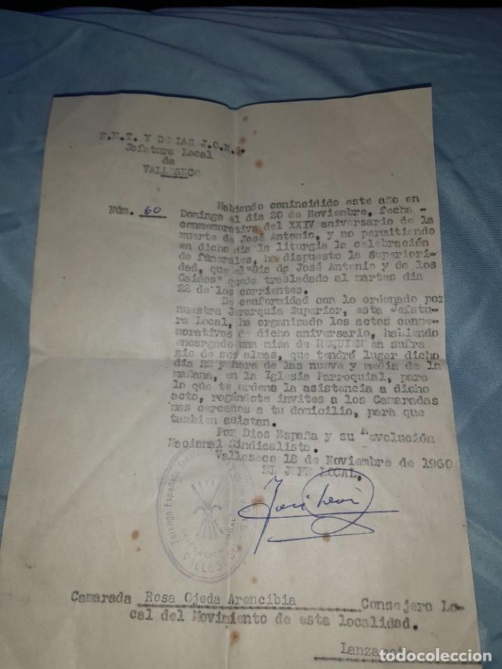 Military Antiques: Antiguo documento militar falange espa&ntilde;ola J.O.N.S, misa a Jos&eacute; Antonio primo de R.aniversario