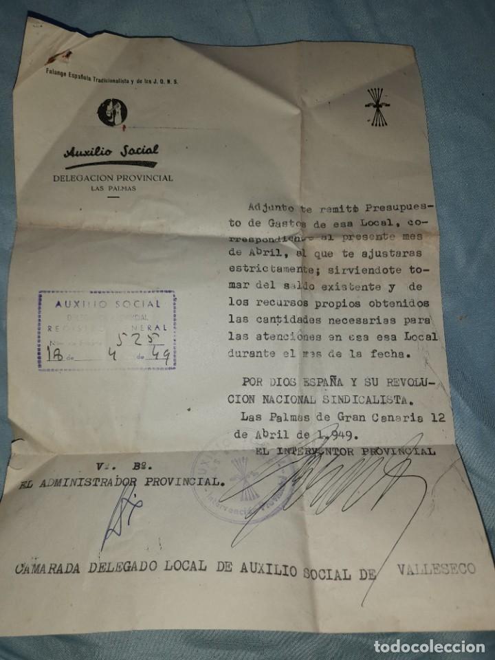 Military Antiques: Antiguo carta documento falange espa&ntilde;ola J.O.N.S. A&Ntilde;O 1949 LAS PALMAS
