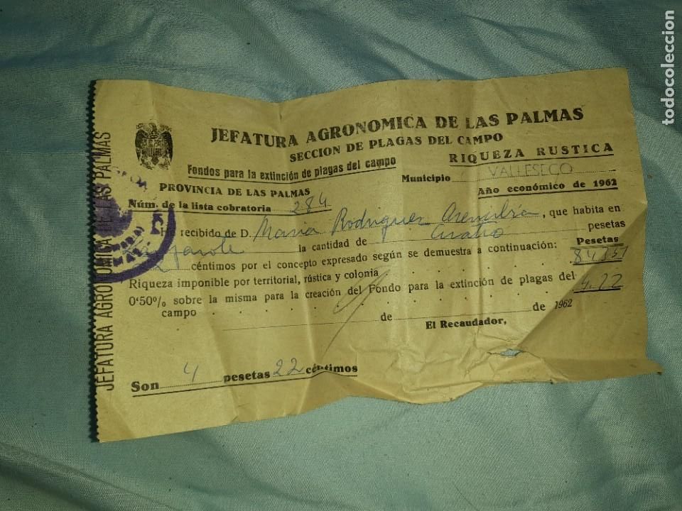 Military Antiques: Antiguo documento jefatura agronomica las palmas fondos para plagas,las palmas 1962