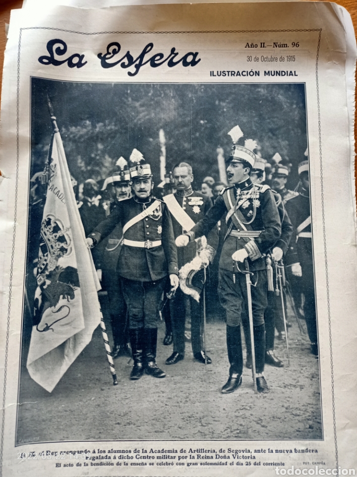 Military Antiques: RECORTE REVISTA LA ESFERA, REY ALFONSO XIII, ACADEMIA ARTILLER&Iacute;A SEGOVIA 1915