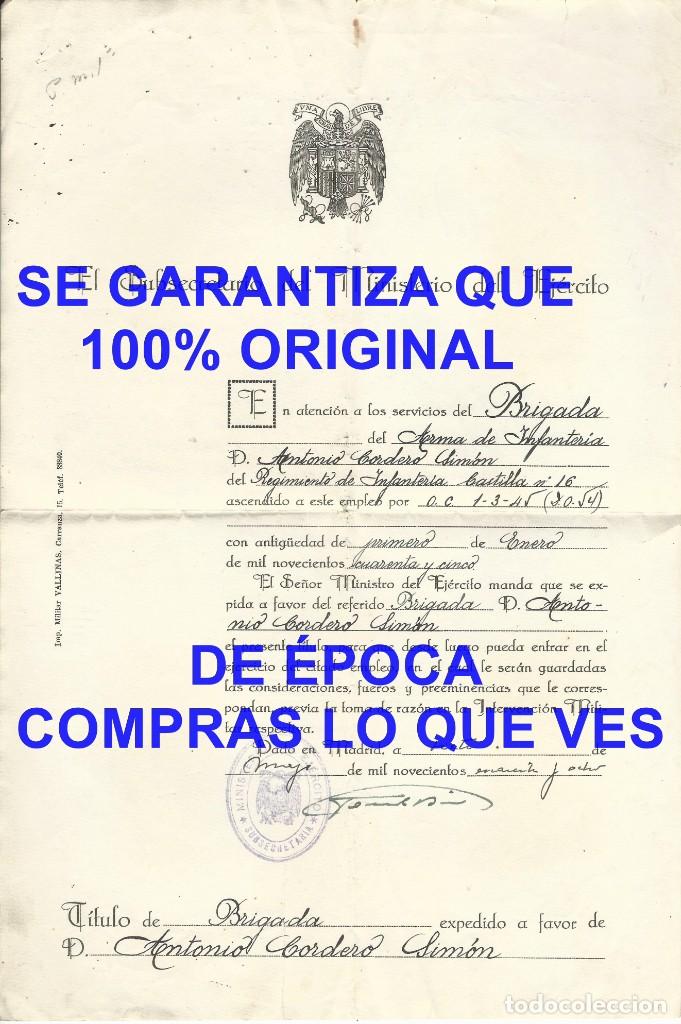 Military Antiques: TITULO BRIGADA 1948 RGTO CASTILLA 16 E94