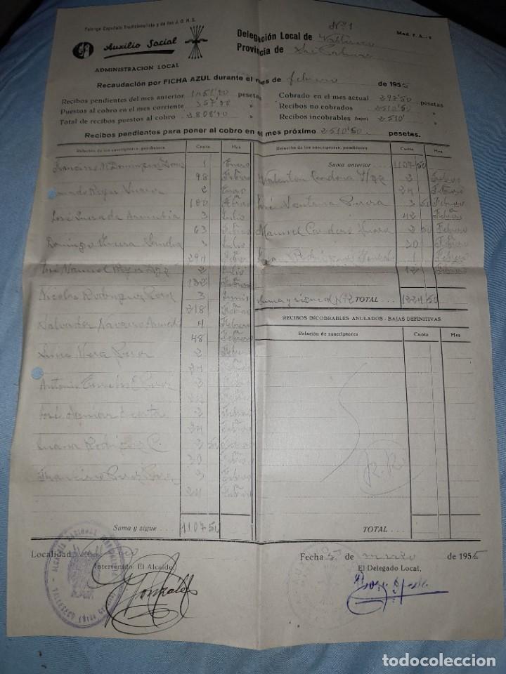 Military Antiques: Antiguo documento nombre de afiliado auxilio social canarias falange espa&ntilde;ola J.O.N.S a&ntilde;o 1955
