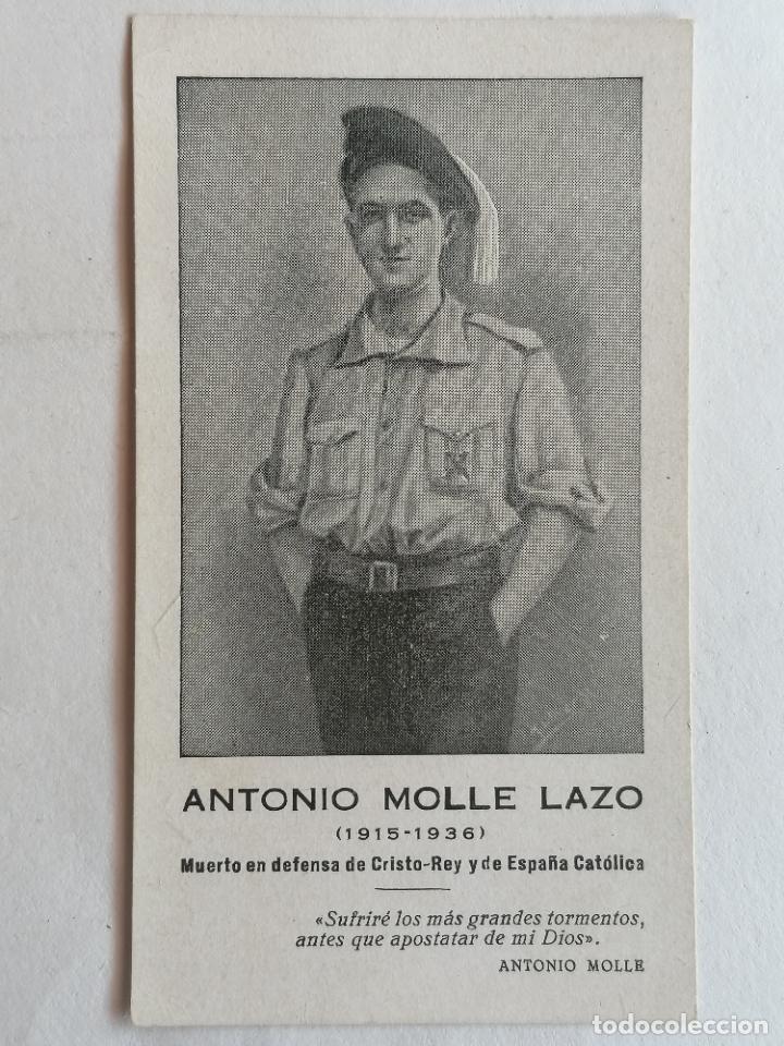 Militaria: ANTONIO MOLLE LAZO, MUERTO EN DEFENSA DE CRISTO-REY, A&Ntilde;O 1936, MEDIDAS 6,5 X 12 CM