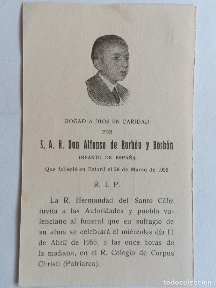 Militaria: ESQUELA, S. A. R. DON ALFONSO DE BORBON Y BORBON, INFANTE DE ESPA&Ntilde;A, FALLECIDO EN 1956