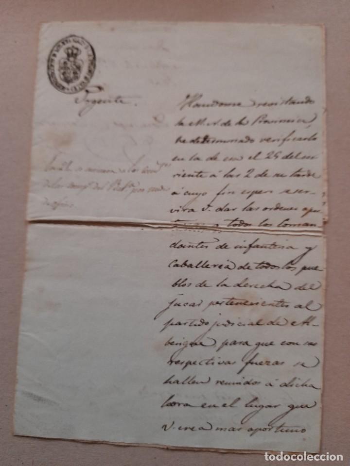 Military Antiques: Documento de la Milicia Nacional de Villanueva de Castell&oacute;n, Alginet y Alberique 1840