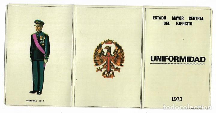 Militaria: TRIPTICO DEL ESTADO MAYOR CENTRAL DEL EJERCITO PARA LA UNIFORMIDAD DE 1.973 - Foto 1