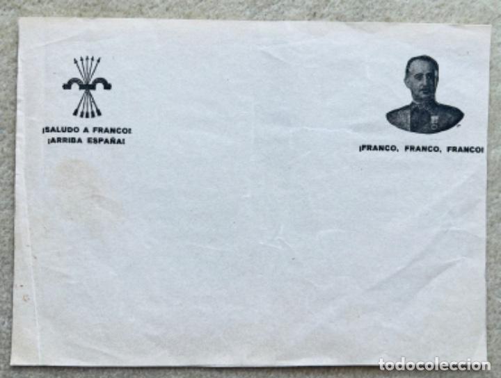 Militaria: Papel de carta con membrete patri&oacute;tico &iexcl;Saludo a Franco! &iexcl;Arriba Espa&ntilde;a! - A&ntilde;os 40