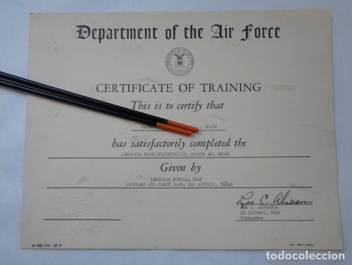 Military Antiques: AVIACION DE ESTADOS UNIDOS , AIR FORCE USAF: DIPLOMA OFICIAL ESPA&Ntilde;OL CURSO EN TEXAS ( USA ), A&Ntilde;OS 60