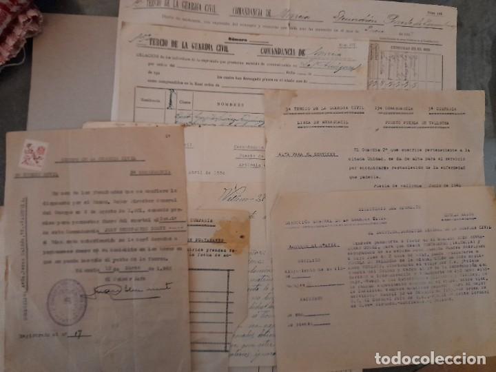 Militaria: Lote 11 documentos de un guardia civil Escombreras Murcia, Puebla de Vallbona y Fontanares Valencia