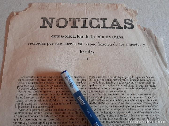 Militaria: Panfleto con noticias extraoficiales de la guerra de Cuba 1868 favorable al pacto con insurrectos
