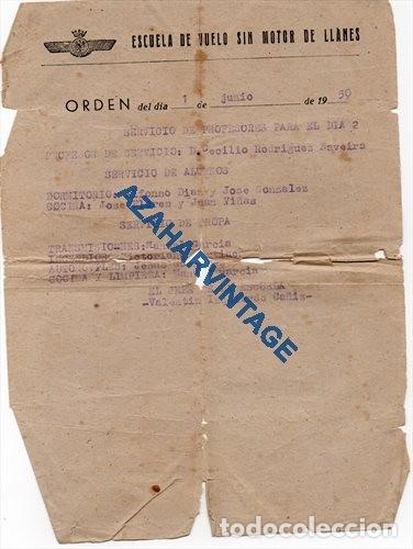Militaria: LLANES, 1950, ESCUELA DE VUELO SIN MOTOR, AVIACION, ORDEN DE SERVICIO