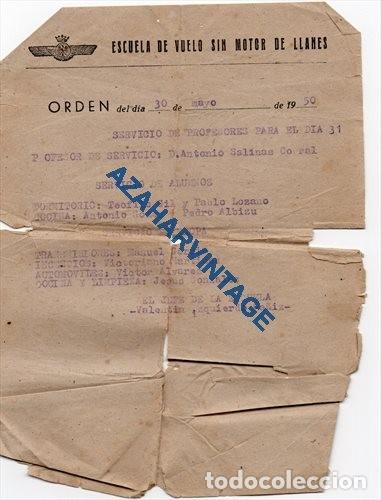 Militaria: LLANES, 1950, ESCUELA DE VUELO SIN MOTOR, AVIACION, ORDEN DE SERVICIO