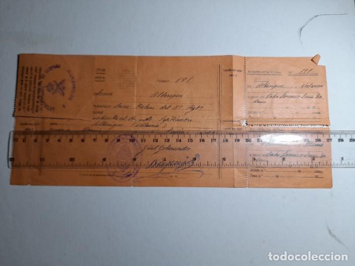 Militaria: Autorizaci&oacute;n militar para pasaje de tropa a&ntilde;o 1929 de Barcelona a Alberique Valencia Artiller&iacute;a