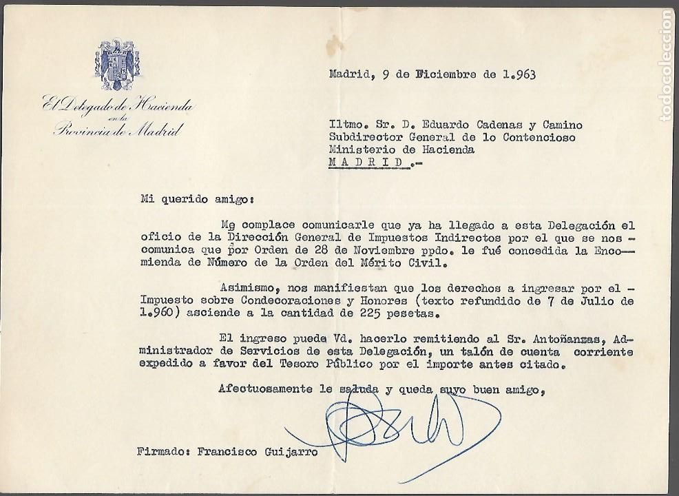 Militaria: MADRID.- EL DELEGADO DE HACIENDA.-ORDEN MERITO CIVIL-- VER FOTOS