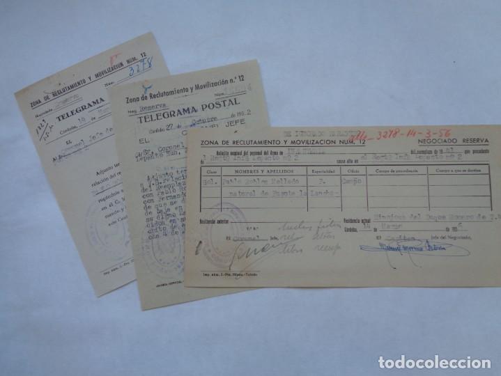Militaria: ZONA RECLUTAMIENTO N&ordm; 12 - RGTO. INFANTERIA LEPANTO 2: LOTE DE 2 TELEGRAMAS Y 1 RECIBO. CORDOBA &acute;50