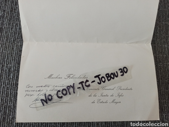 Militaria: FELICITACION DEL TENIENTE GENERAL PRESIDENTE DE LA JUNTA DE JEFES DE ESTADO MAYOR. EJERCITO ESPA&Ntilde;A.