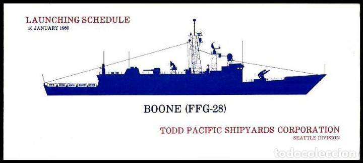 Militaria: USA 1980 INVITACION BOTADURA FRAGATA USS BOONE (FFG-28)