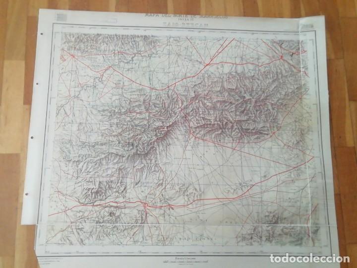 Militaria: Mapa del Norte de Marruecos. Hoja 14. Zaio Bercan . Mide en cms 80x68