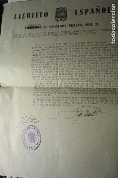 Militaria: documento ejercito tierra certificado cumplido serv. militar -infdanteria vizcaya 21