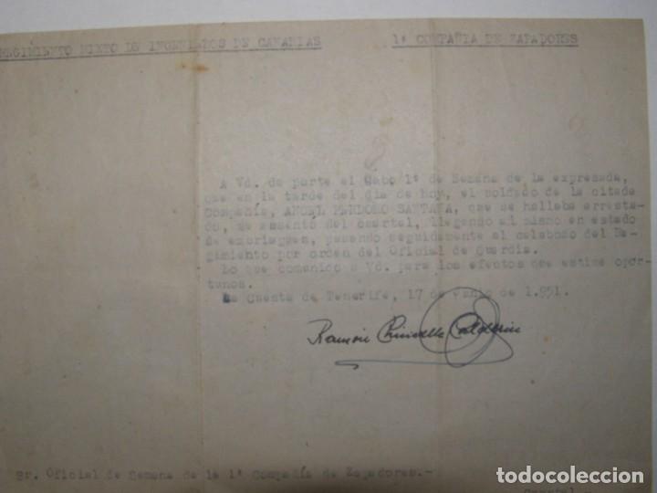 Military Antiques: Antiguo documento militar del Regimiento Mixto de Ingenieros de Canarias, a&ntilde;o 1951.