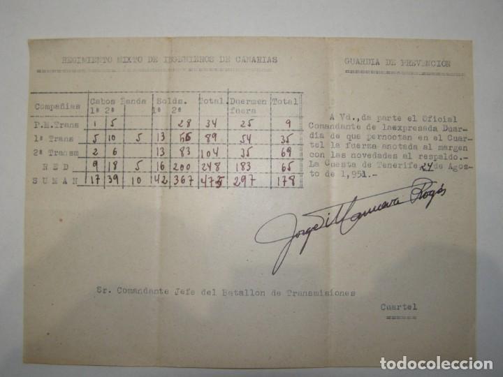 Military Antiques: Antiguo documento militar del Regimiento Mixto de Ingenieros de Canarias, a&ntilde;o 1951.