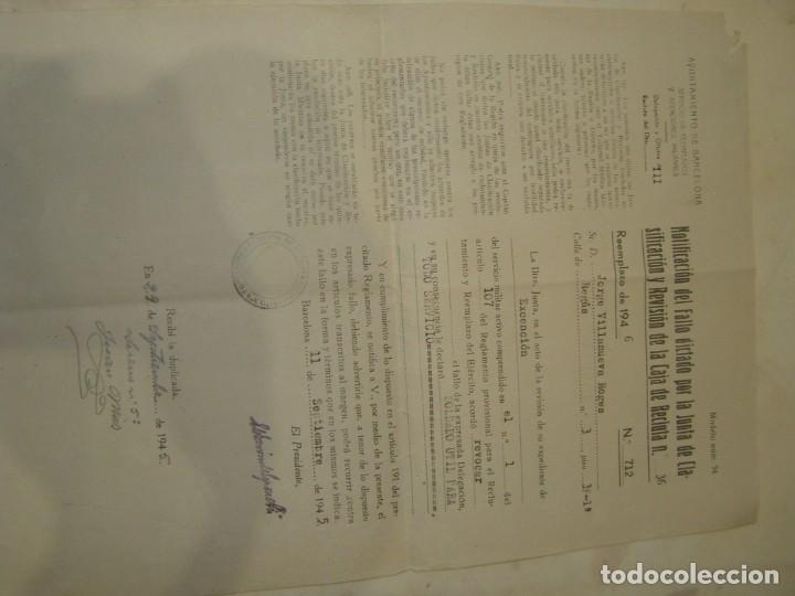 Military Antiques: Antiguo documento militar, de la caja de reclutas, Barcelona, a&ntilde;o 1946.