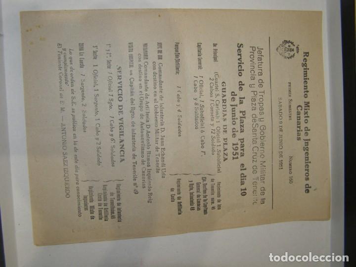 Military Antiques: Antiguo documento militar, Regimiento mixto de Ingenieros de Canarias, junio del a&ntilde;o 1951.