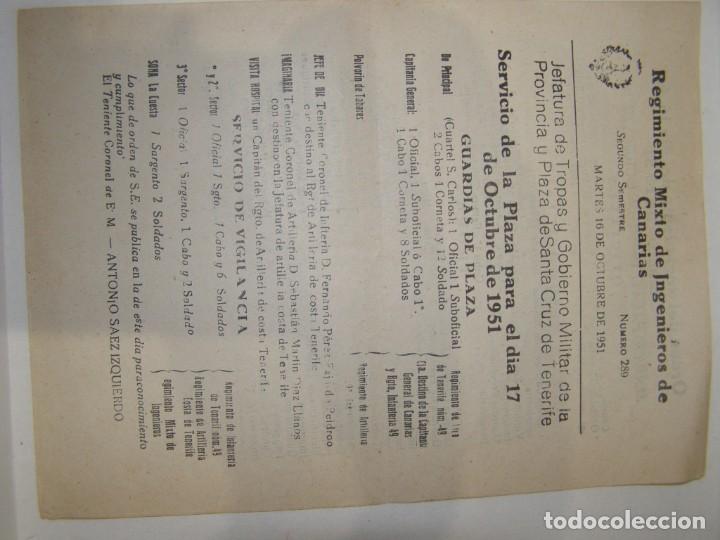 Military Antiques: Antiguo documento militar, Regimiento mixto de Ingenieros de Canarias, octubre del a&ntilde;o 1951.