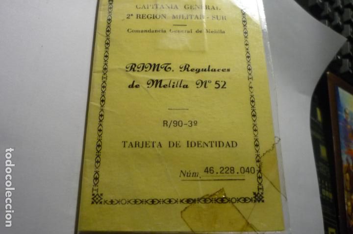 Militaria: TARDEJA IDENTIDAD REGULARES DE MELILLA 52 --INTERIOR FOTO SOLDADO--FIRMAS ETC
