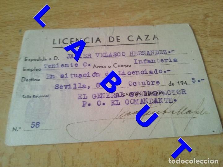Militaria: TENIENTE CORONEL DE INFANTERIA CAZA LICENCIA DE 1945 F41
