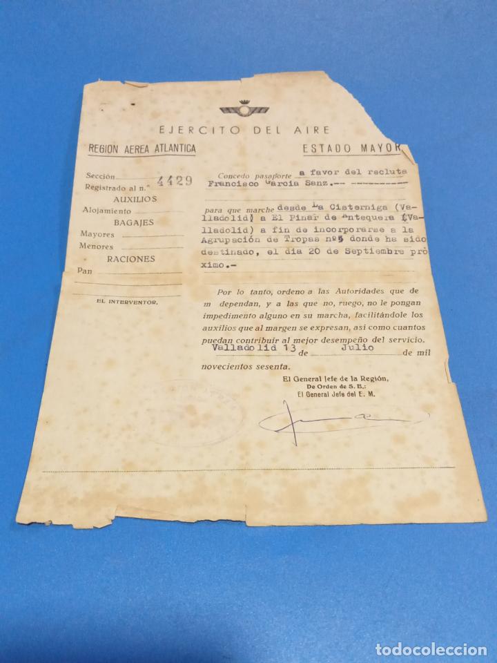 Militaria: CONCESION DE PASAPORTE. EJERCITO DEL AIRE. REGI&Oacute;N A&Eacute;REA ATL&Aacute;NTICA. 1960. VER