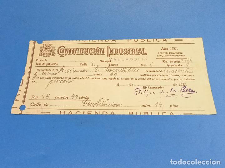 Militaria: CONTRIBUCI&Oacute;N INDUSTRIAL. VALLADOLID. A&Ntilde;O 1937 TERCER TRIMESTRE. GUERRA CIVIL.