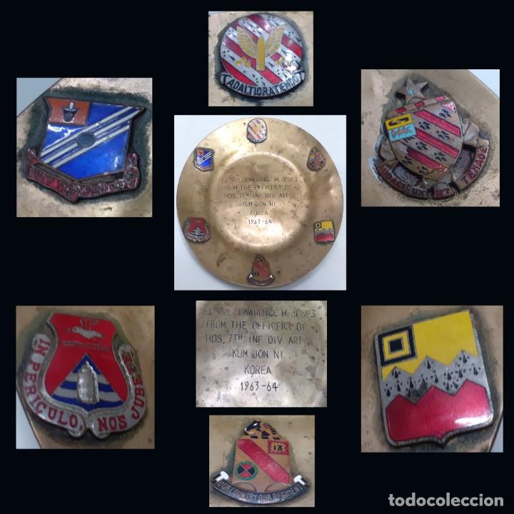 Militaria: Curioso plato bronce guerra de corea con aplicaciones de esmalte LAWRENCE JONES 1963