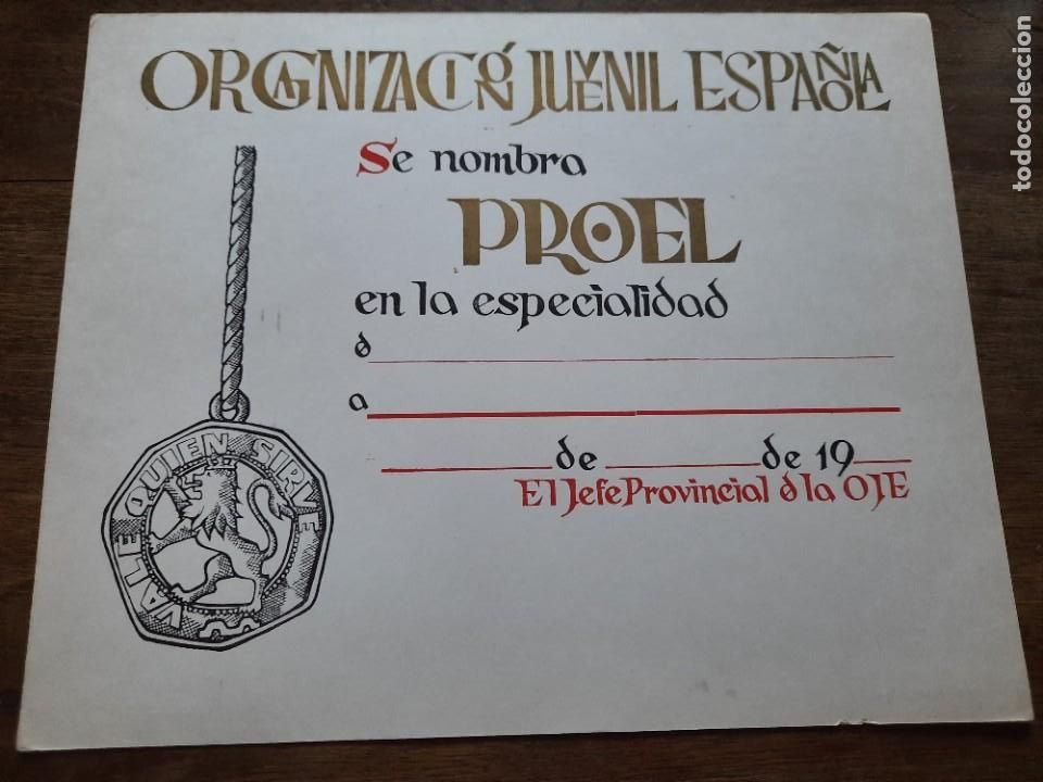 Militaria: Diploma OJE Proel - Foto 1