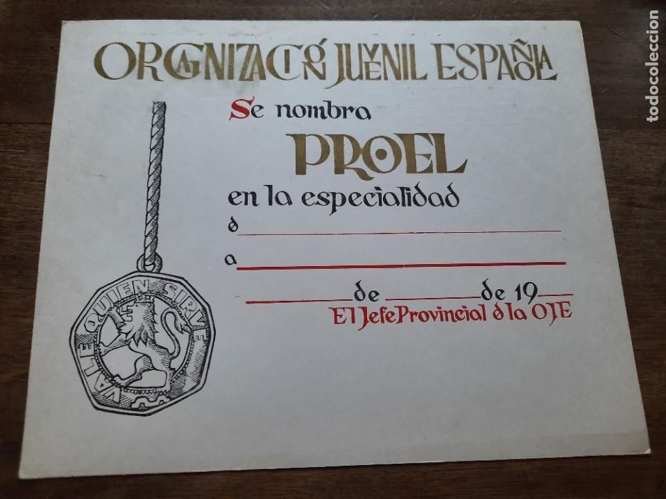 Militaria: Diploma OJE Proel - Foto 1