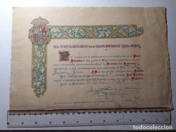 Militaria: Concesi&oacute;n de la medalla del Homenaje a&ntilde;o 1929 Directorio Militar dictadura Primo de Rivera