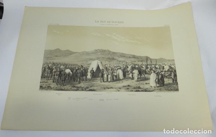 Militaria: Lamina del atlas hist&oacute;rico y topogr&aacute;fico Guerra de &Aacute;frica 1860, LA PAZ DE VAD-RAS, MIDE 69,5 X 50 CM