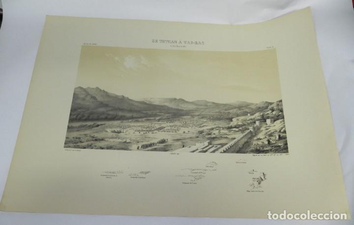 Militaria: Lamina del atlas hist&oacute;rico y topogr&aacute;fico Guerra de &Aacute;frica 1860, DE TETUAN A VAD-RAS, MIDE 69,5 X 50